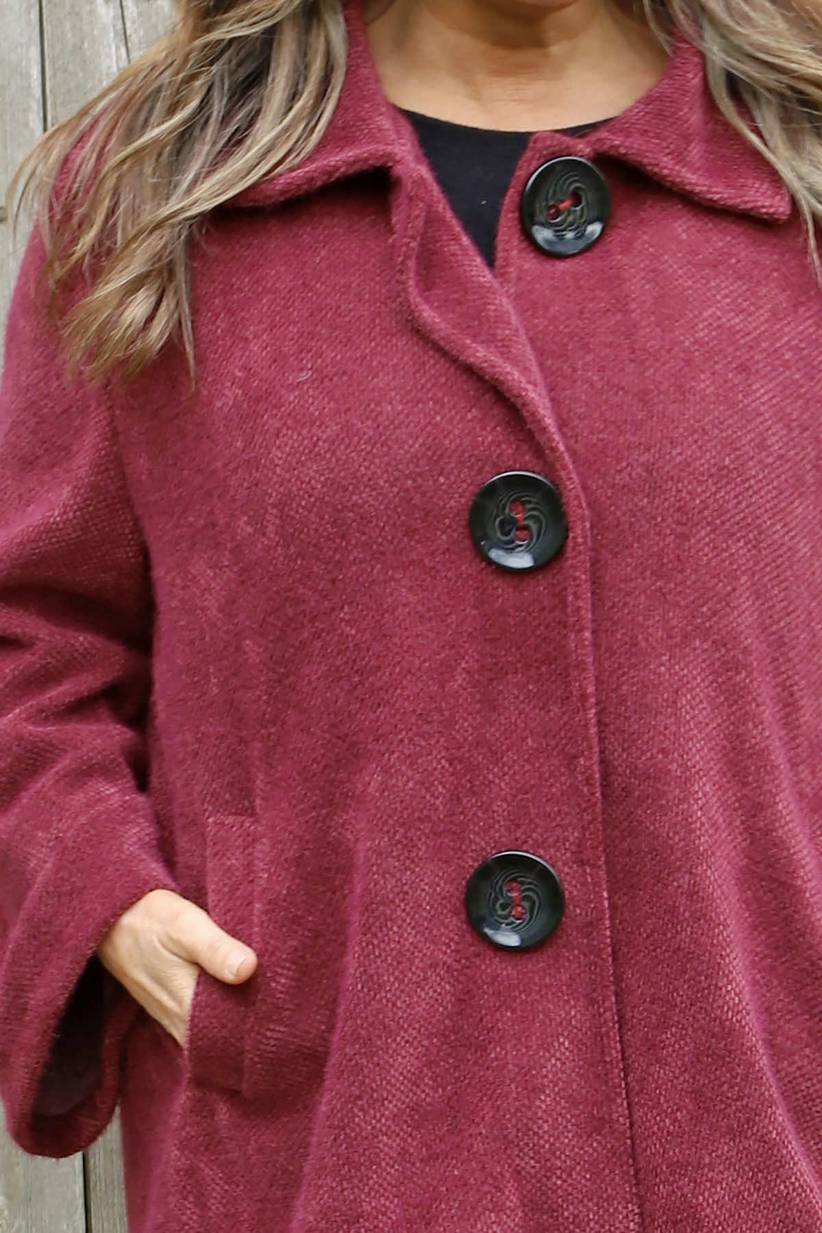 Marzia Textured Button Jacket Wine