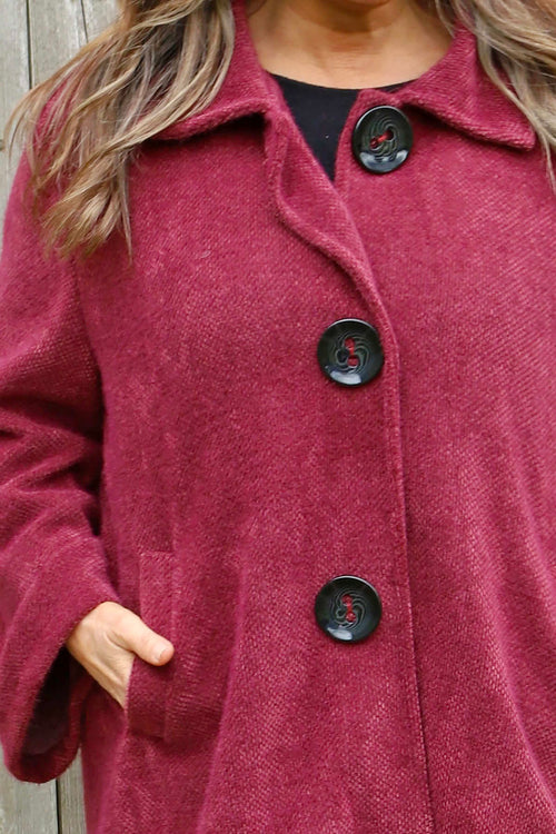 Marzia Textured Button Jacket Wine - Image 3