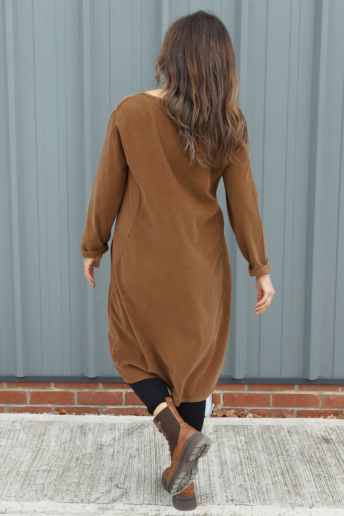 Kiana Needlecord Dress Nutmeg