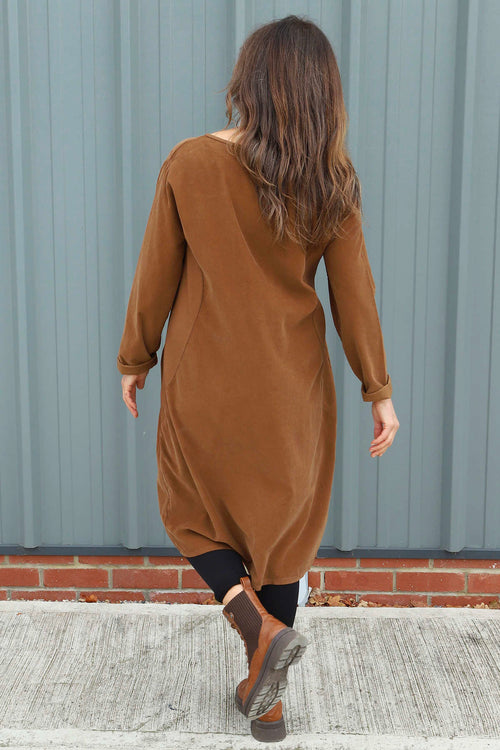 Kiana Needlecord Dress Nutmeg - Image 4