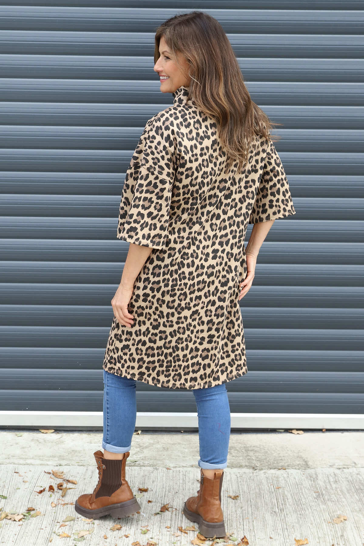 Melodie Leopard Print Cotton Tunic Camel