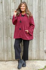 Marzia Textured Button Jacket Wine Wine - Marzia Textured Button Jacket Wine