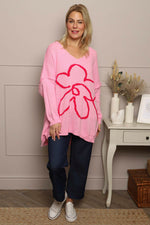 Roxanna Flower Knitted Jumper Pink Pink - Roxanna Flower Knitted Jumper Pink