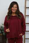 Martha Hooded Cotton Top Wine