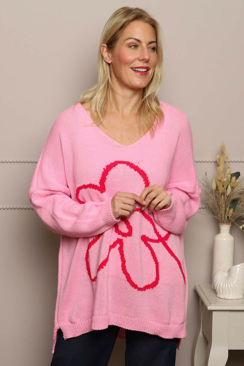 Roxanna Flower Knitted Jumper Pink - Image 2
