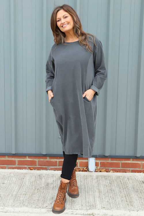 Kiana Needlecord Dress Mid Grey - Image 3