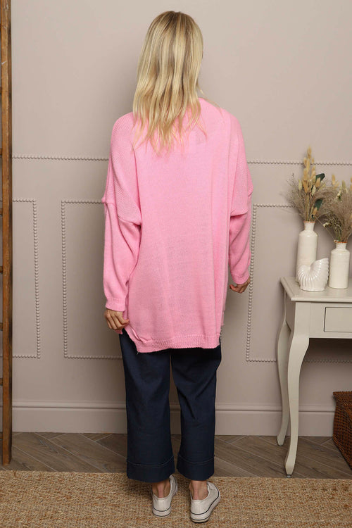 Roxanna Flower Knitted Jumper Pink - Image 4