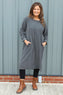 Kiana Needlecord Dress Mid Grey