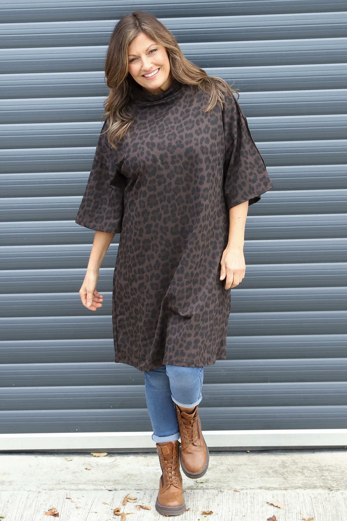 Melodie Leopard Print Cotton Tunic Cocoa