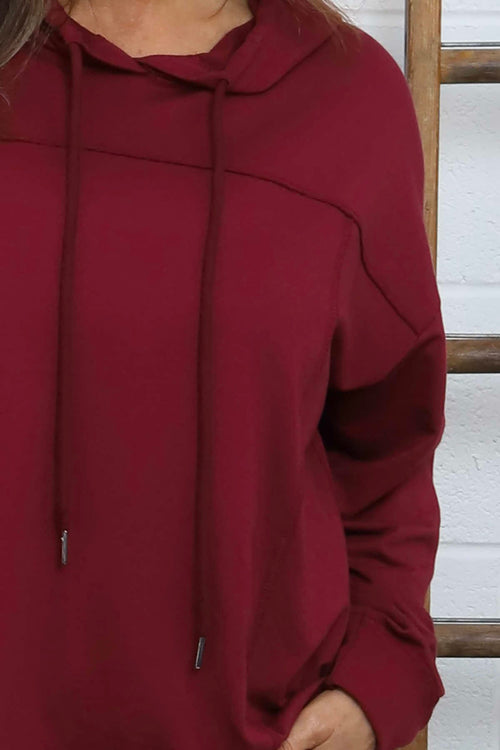 Martha Hooded Cotton Top Wine - Image 3