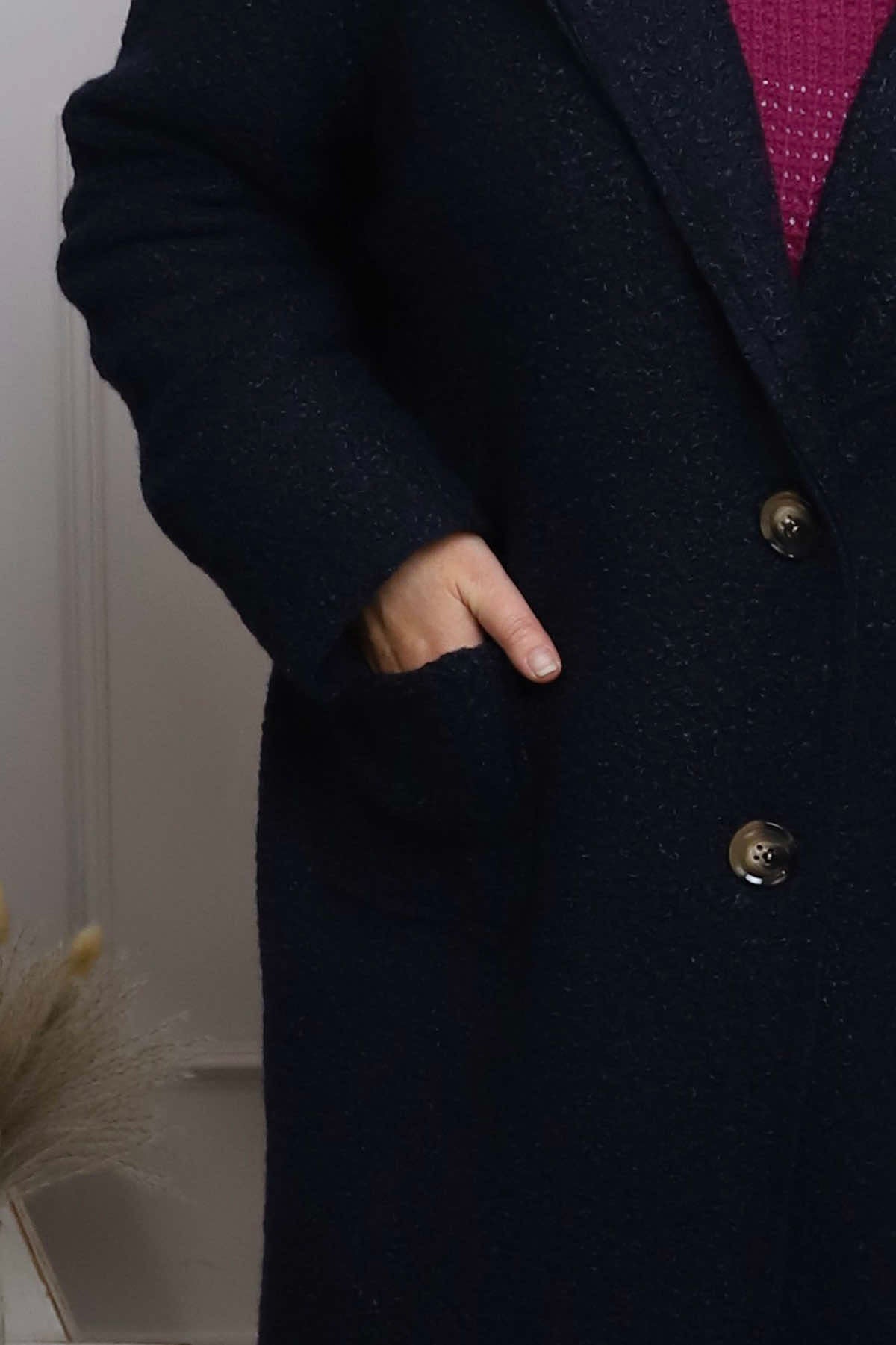 Lexie Boucle Coat Navy