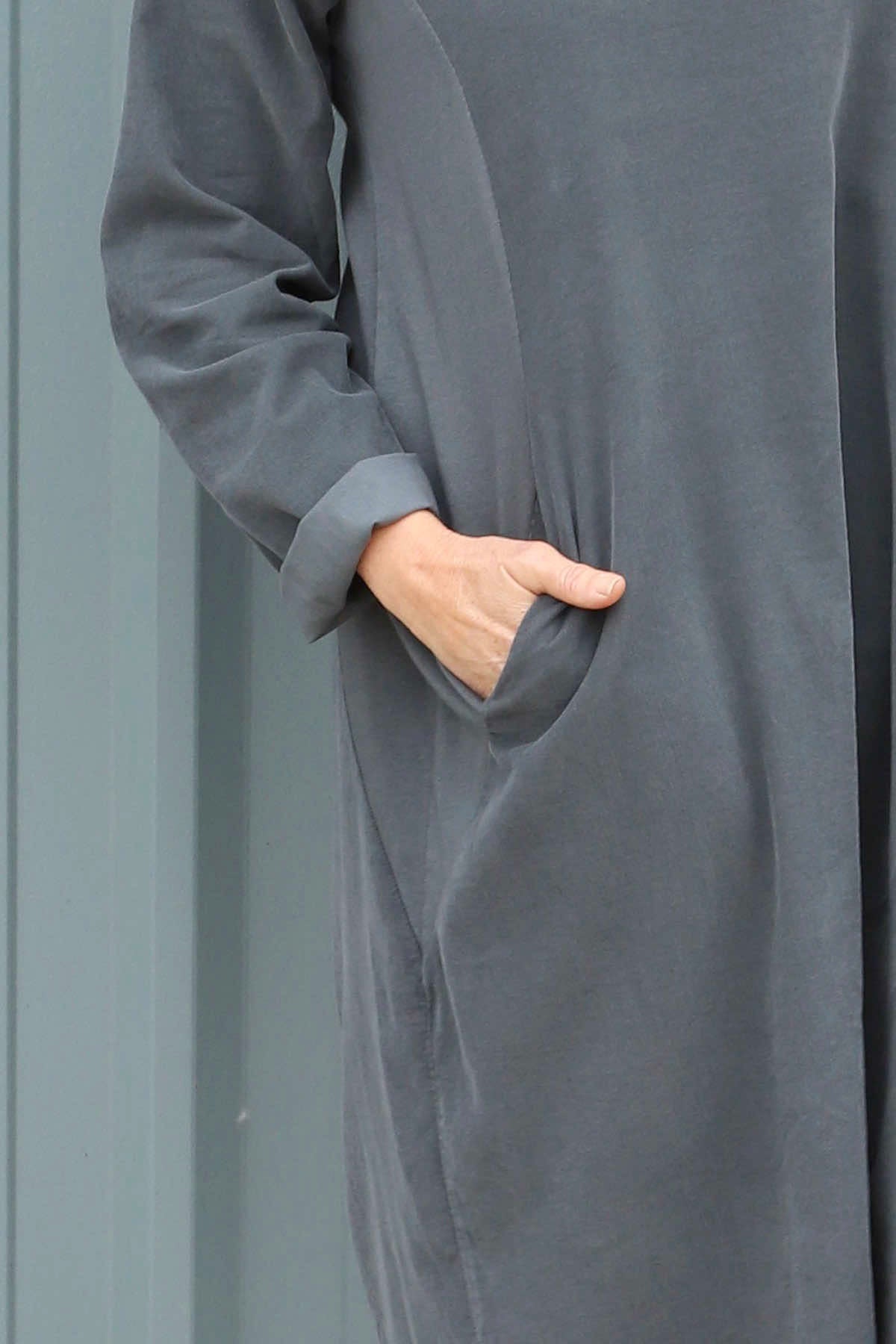 Kiana Needlecord Dress Mid Grey