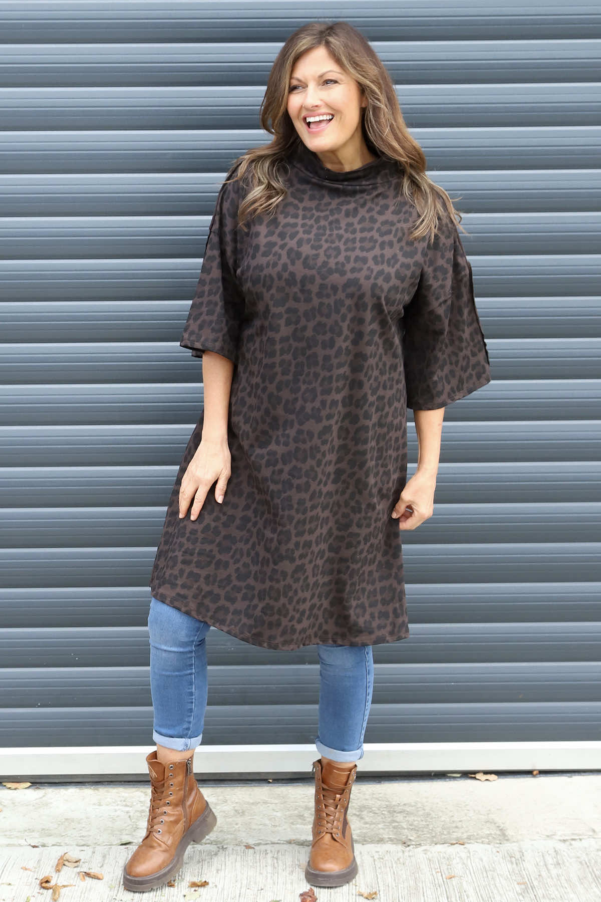 Melodie Leopard Print Cotton Tunic Cocoa