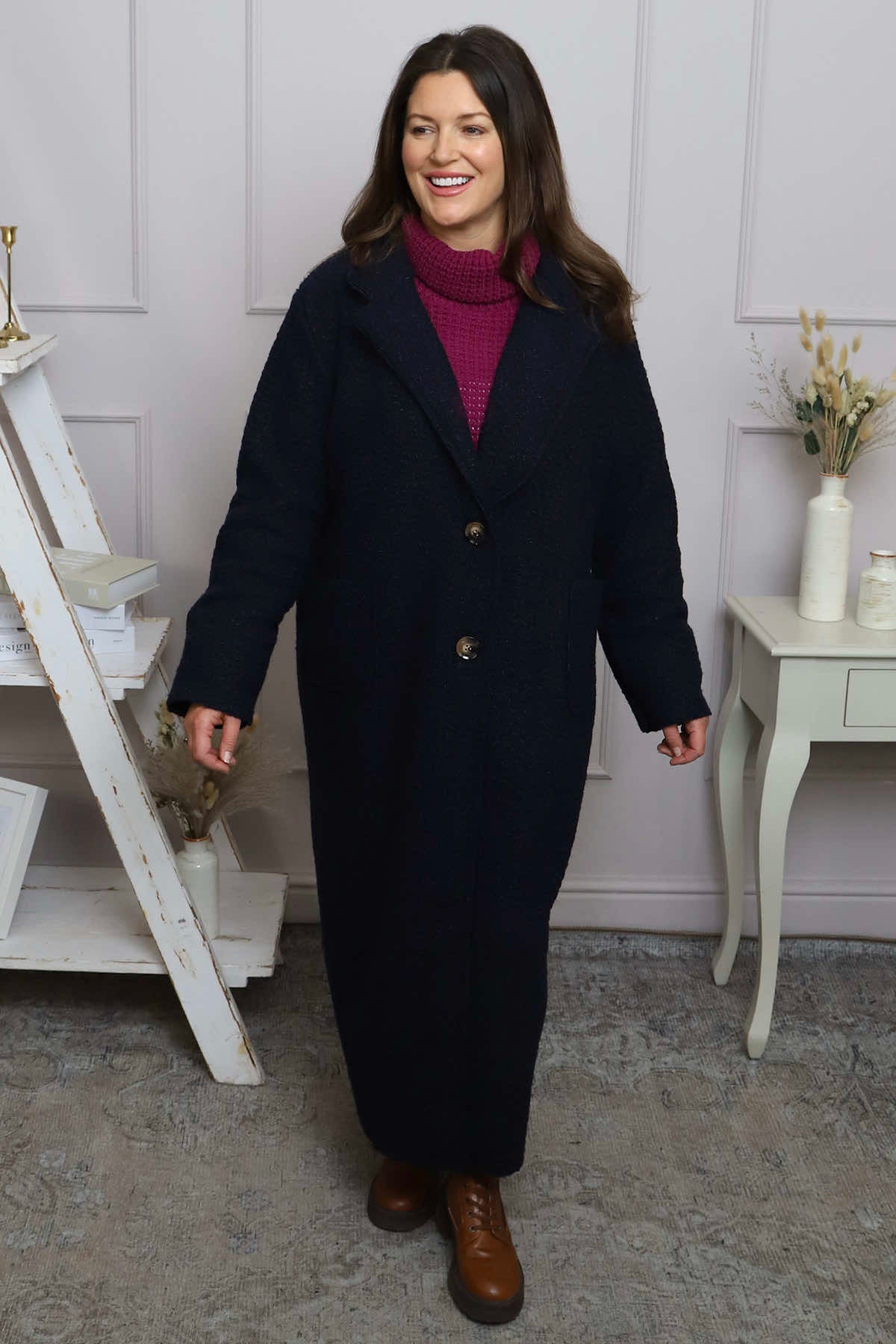 Lexie Boucle Coat Navy