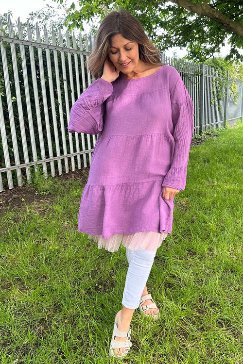 Cleeve Tiered Cotton Tunic Purple