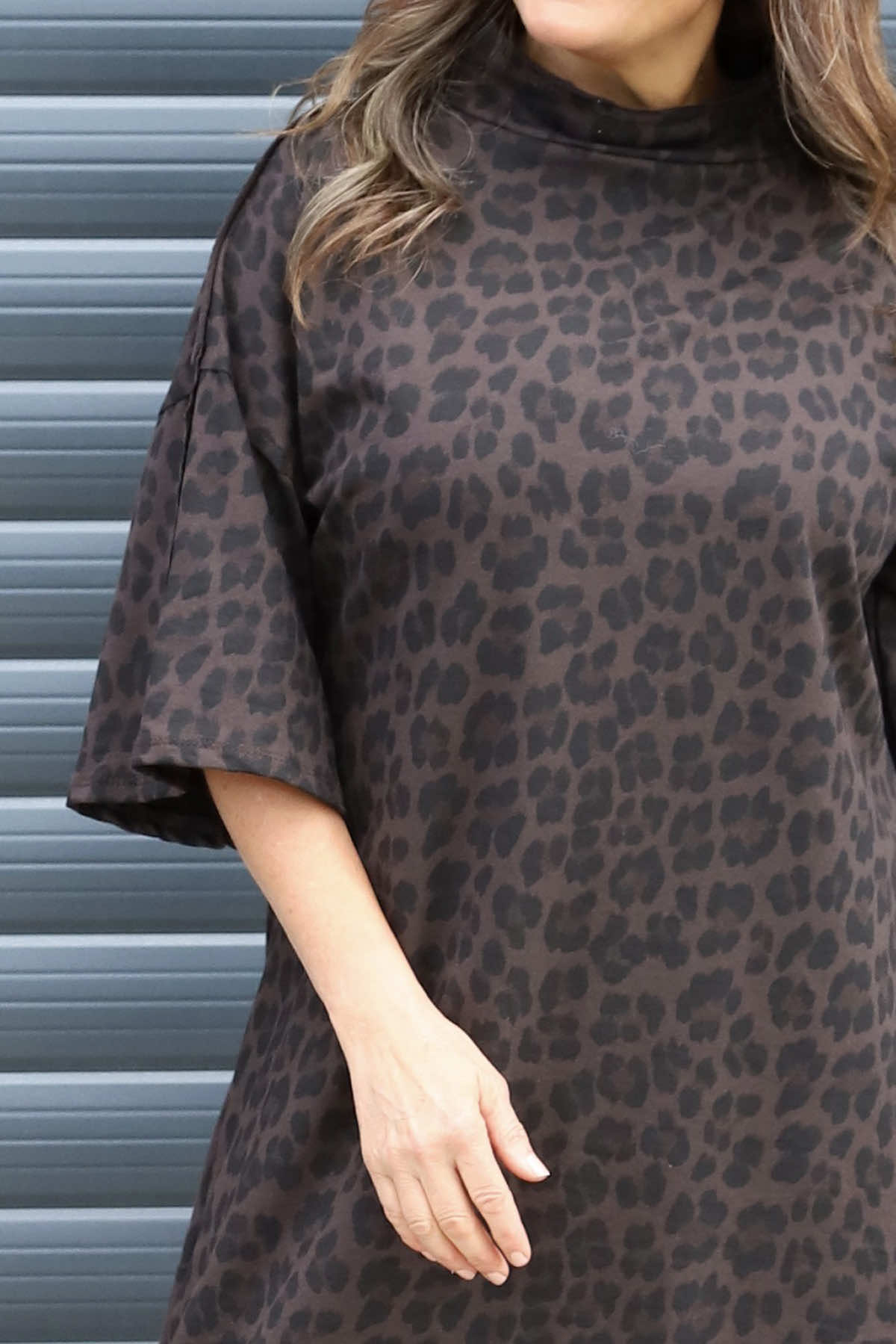 Melodie Leopard Print Cotton Tunic Cocoa