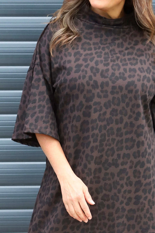 Melodie Leopard Print Cotton Tunic Cocoa - Image 3