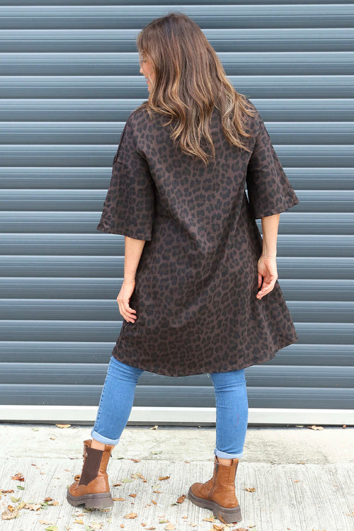 Melodie Leopard Print Cotton Tunic Cocoa - Image 4
