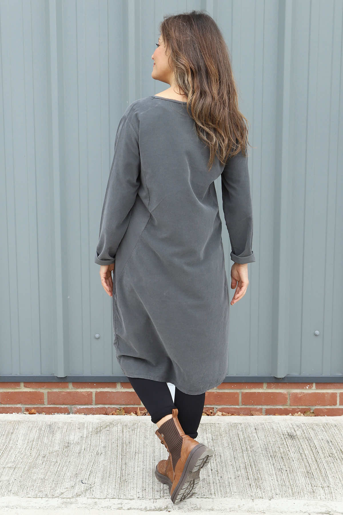 Kiana Needlecord Dress Mid Grey