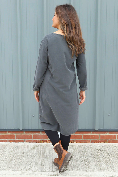 Kiana Needlecord Dress Mid Grey - Image 4