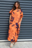 Polzeath Rose Print Linen Dress Orange