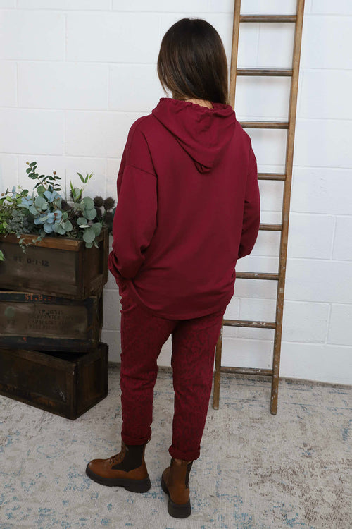 Martha Hooded Cotton Top Wine - Image 4