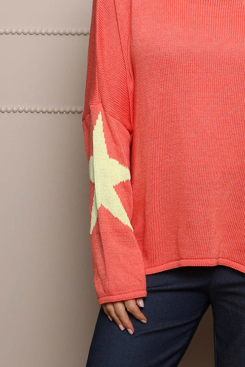 Alfano Cotton Star Knit Jumper Coral - Image 4