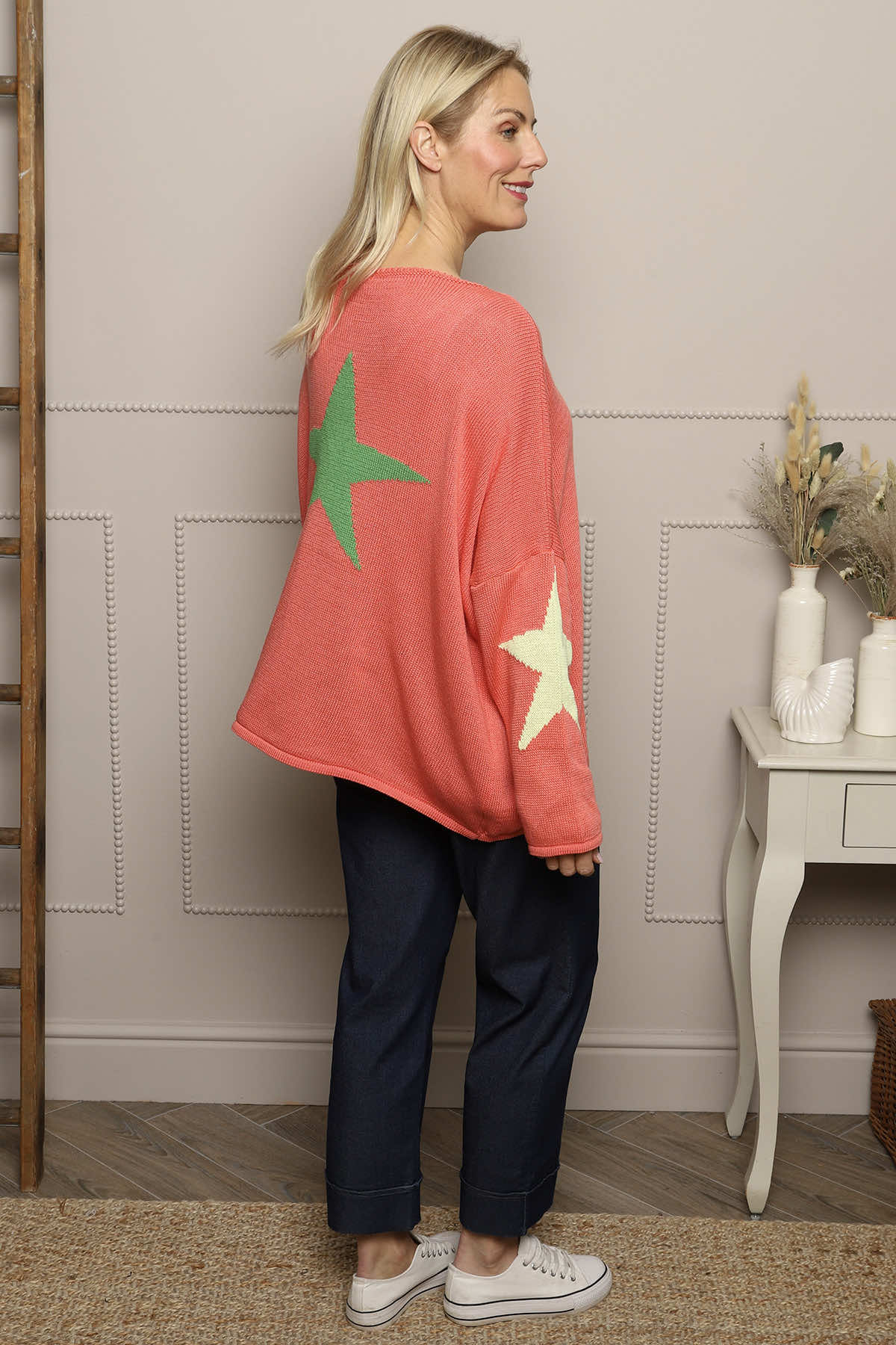 Alfano Cotton Star Knit Jumper Coral