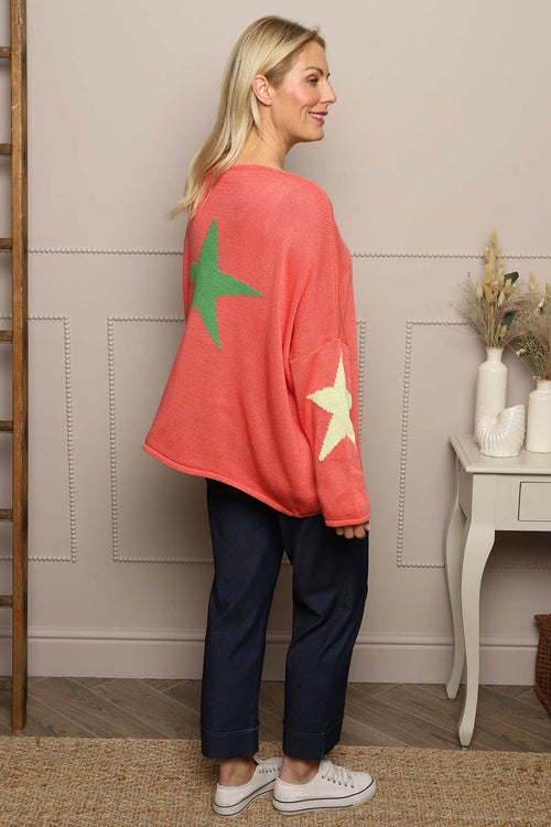 Alfano Cotton Star Knit Jumper Coral - Image 1