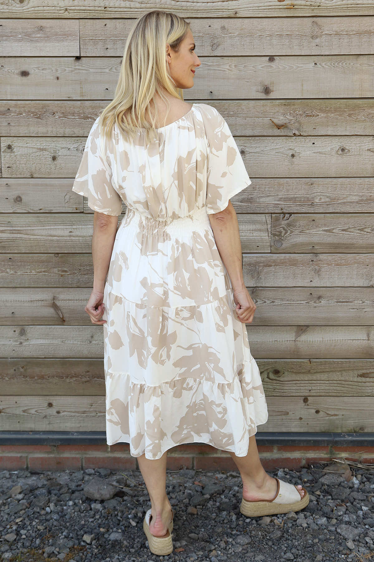 Sennen Print Button Dress Mocha