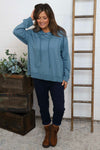 Martha Hooded Cotton Top Blue