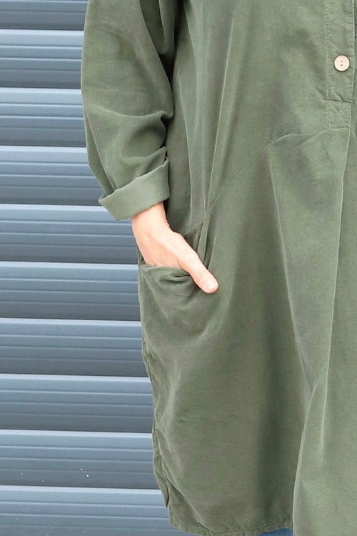 Lizzie Needlecord Button Tunic Khaki - Image 3