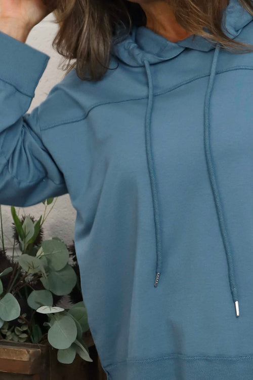Martha Hooded Cotton Top Blue - Image 3