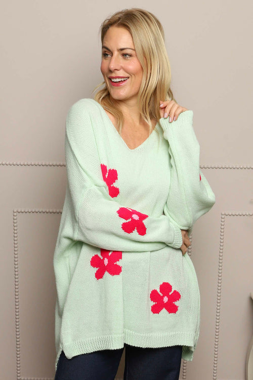 Valerie Botanical Knitted Jumper Mint - Image 2