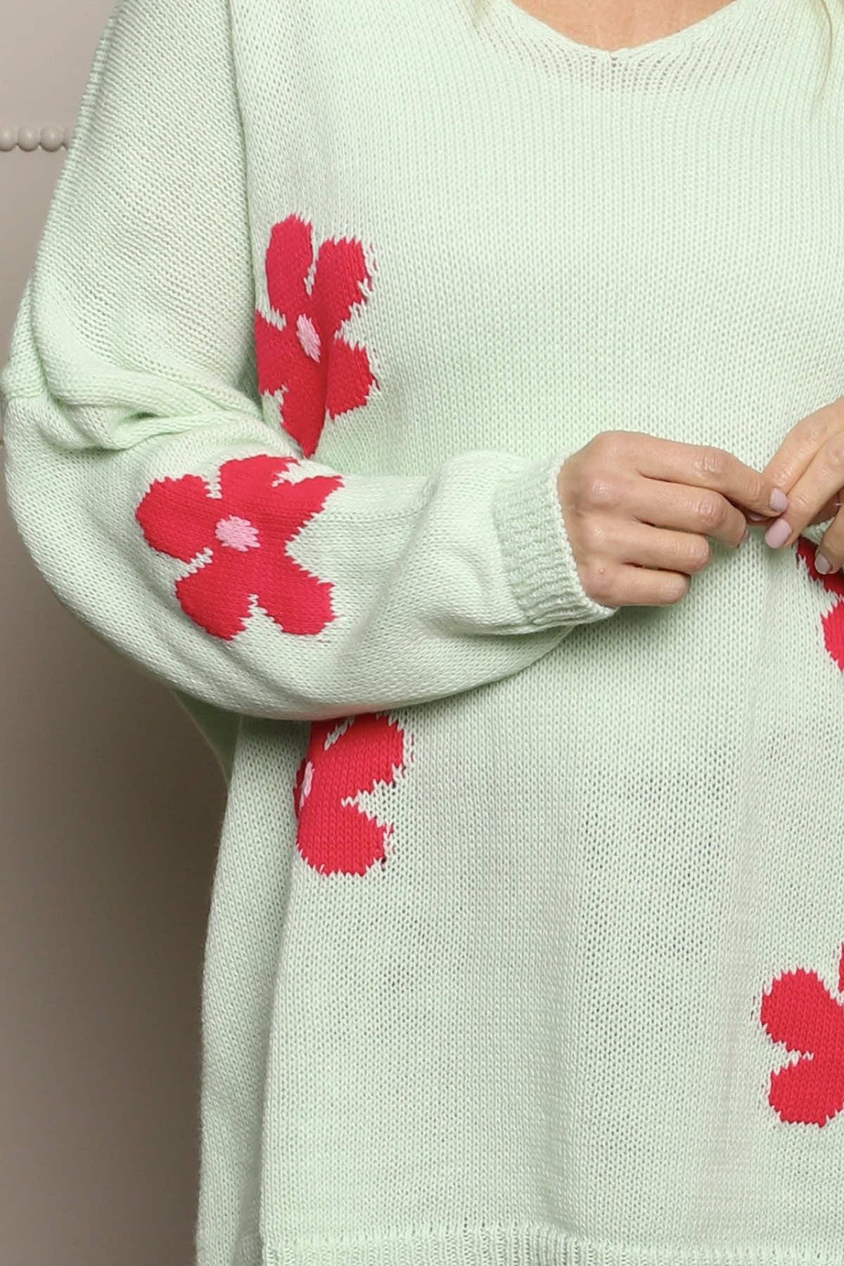 Valerie Botanical Knitted Jumper Mint