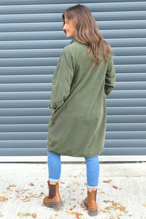 Lizzie Needlecord Button Tunic Khaki - Image 4