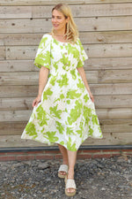 Sennen Print Button Dress Green Green - Sennen Print Button Dress Green