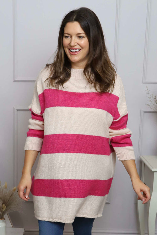 Doria Stripe Knitted Jumper Pink
