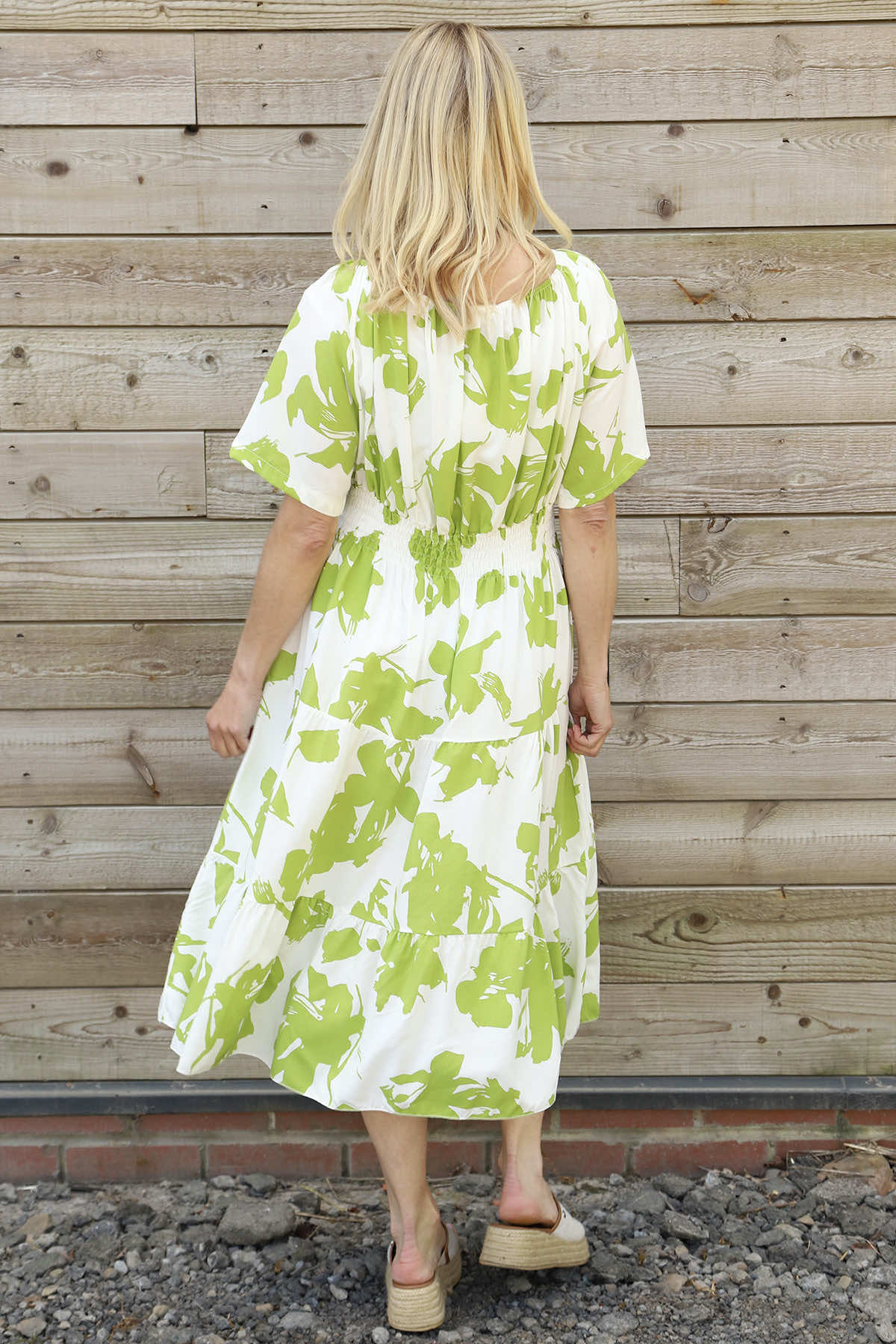 Sennen Print Button Dress Green