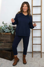 Martha Hooded Cotton Top Navy Navy - Martha Hooded Cotton Top Navy