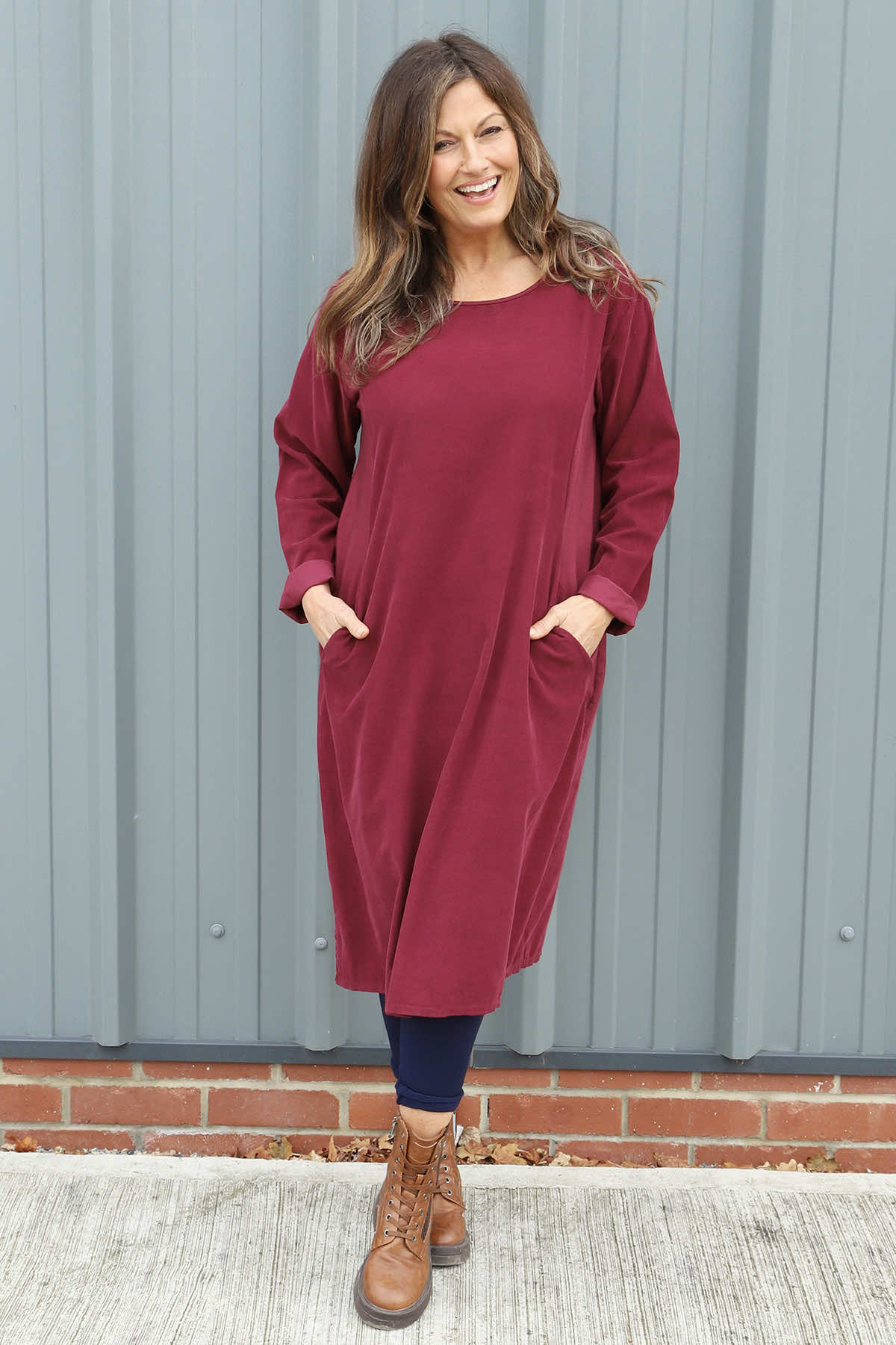 Kiana Needlecord Dress Wine