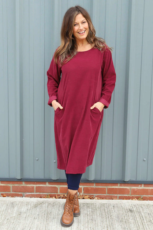 Kiana Needlecord Dress Wine - Image 3