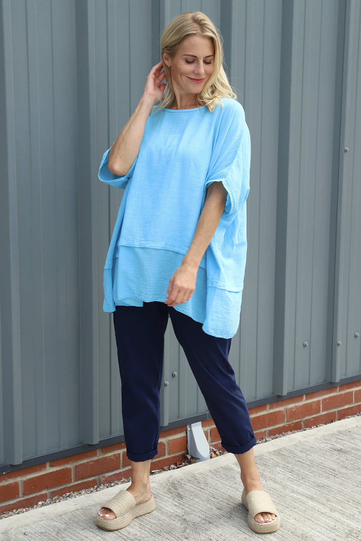 Sandra Cotton Top Kingfisher