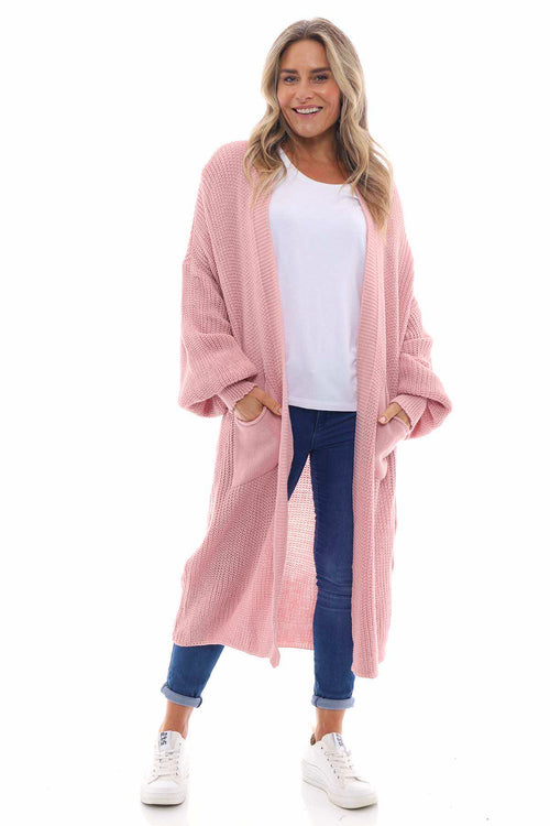 Gabriella Long Knitted Cardigan Pink - Image 1