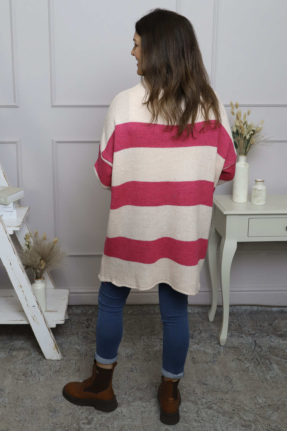 Doria Stripe Knitted Jumper Pink