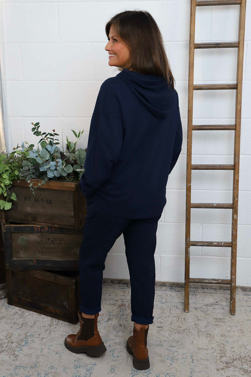 Martha Hooded Cotton Top Navy - Image 4