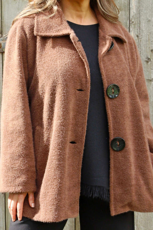 Marzia Textured Button Jacket Cocoa - Image 3