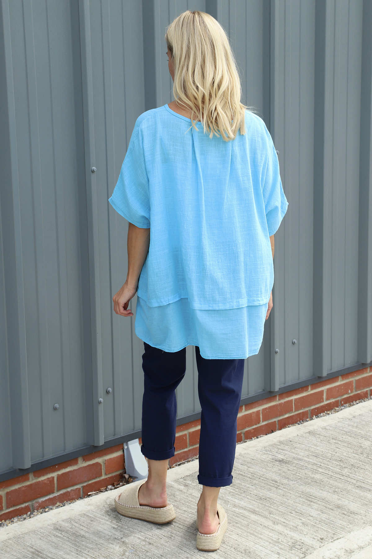 Sandra Cotton Top Kingfisher