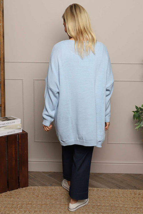 Roxanna Flower Knitted Jumper Light Blue - Image 4