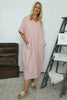 Marika V-Neck Linen Dress Pink